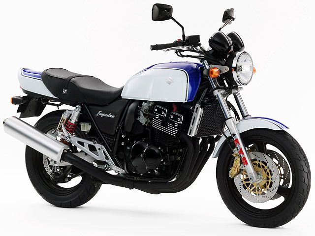 2005年 GSX400 IMPULSE グラススプラッシュホワイト/パールスズキミディアムブルーNo.2(カタログメイン)