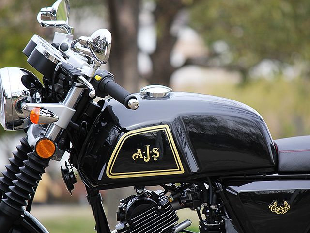 AJS Cadwell125専用スポーツメガフォンマフラーAJS168 キャブ用