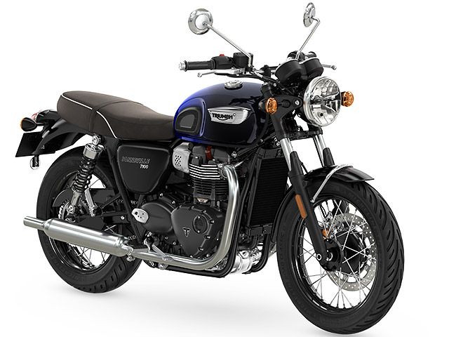 2024年 Bonneville T100 Stealth Edition PHANTOM BLUE / SILVER BLUE(カタログメイン)