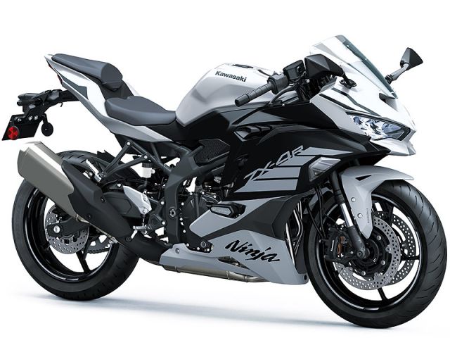 2025年 Ninja ZX-4R SE メタリックマットホワイティッシュシルバー×メタリックフラットスパークブラック（カタログメイン）