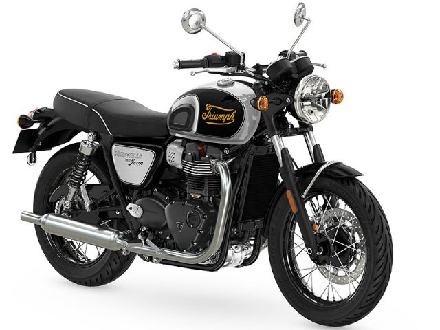 2025年 Bonneville T100 Icon Edition アルミニウムシルバー/サファイアブラック（カタログメイン）