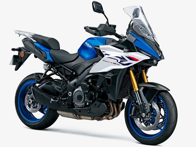 2026年 GSX-S1000GX ブリリアントホワイト/トリトンブルーメタリック（カタログメイン）