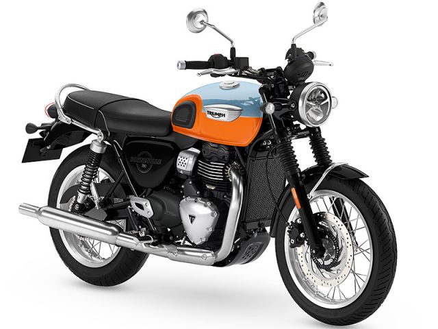 2027年 Bonneville T40 Meriden Blue / Tangerine Orange（カタログメイン）
